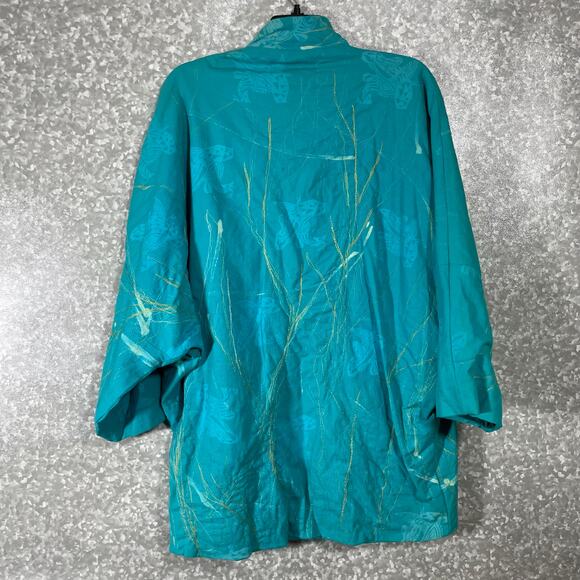 Hand Dyed & Embroidered Women's Teal Draped Artsy Jacket - Size M/L - Oversized - Picture 7 of 7